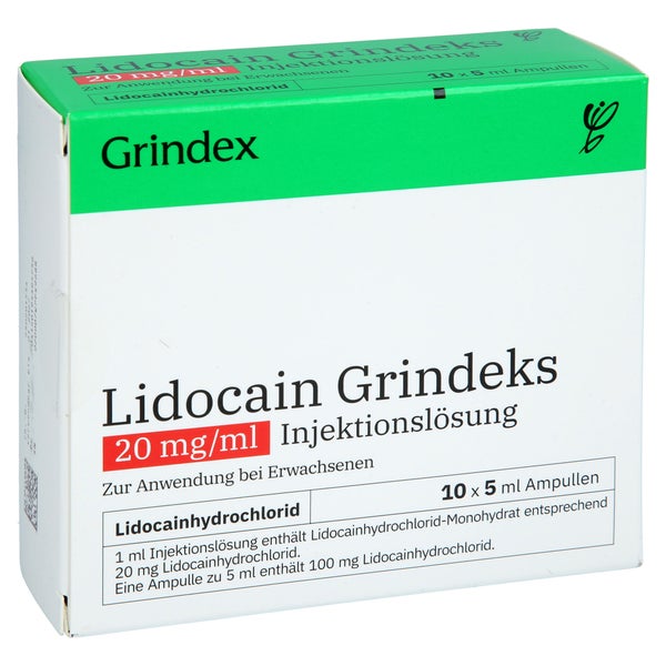 Lidocain Grindeks 20 Mg/ml Injektionslösung Amp. 10X5 ml