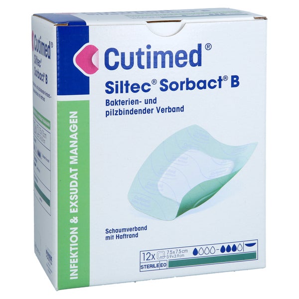 Cutimed Siltec Sorbact B Pu-verb.7,5x7,5 Cm 12 St