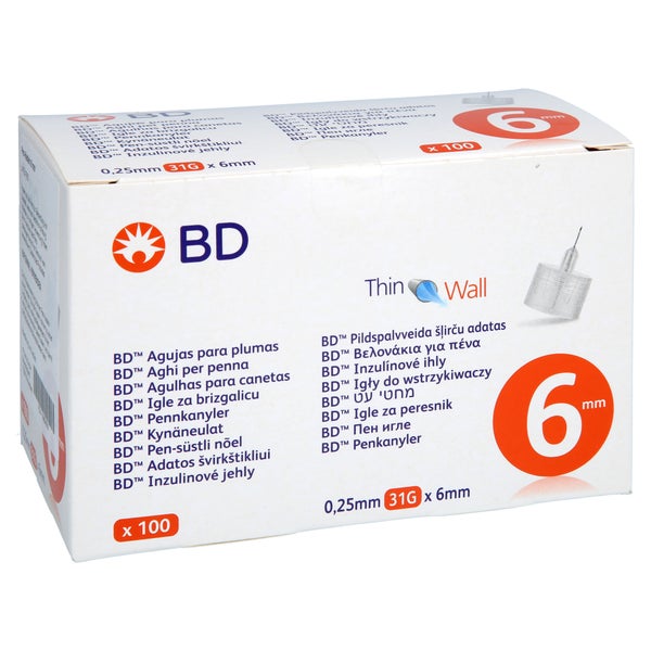Bd Thin Wall Pen-nadeln 0,25 31 Gx6 Mm 100 St