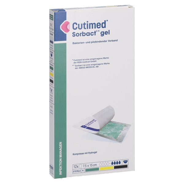Cutimed Sorbact Gel Kompressen 7,5x15 Cm 12 St