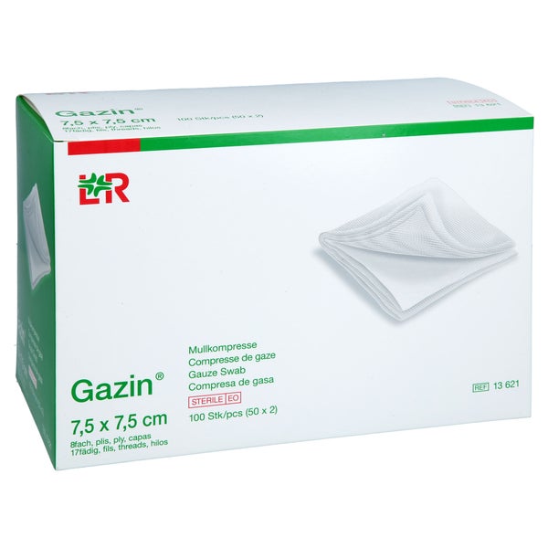 Gazin Mullkomp.7.5x7.5 Cm Steril 8fach 50X2 St
