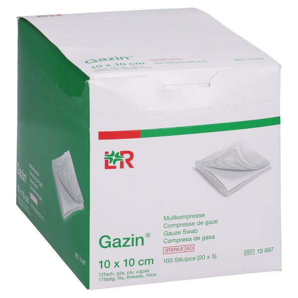 Gazin Mullkomp.10x10 Cm Steril 12fach Groß 20X5 St