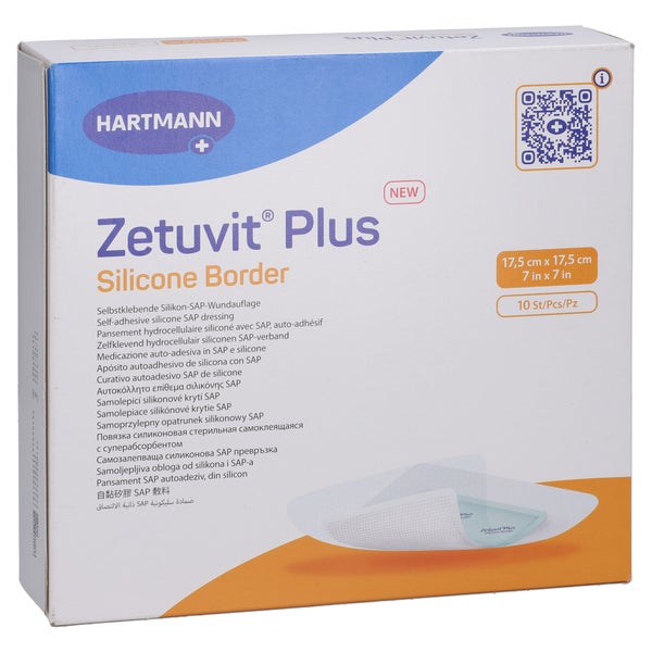 Zetuvit Plus Silicone Border Steril 17,5x17,5 Cm 10 St