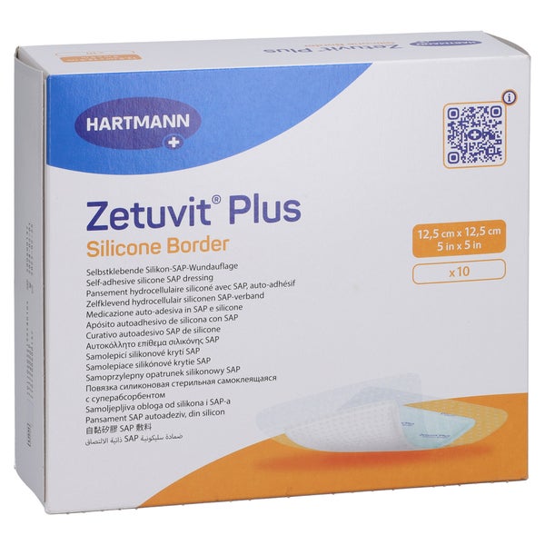Zetuvit Plus Silicone Border Steril 12,5x12,5 Cm 10 St