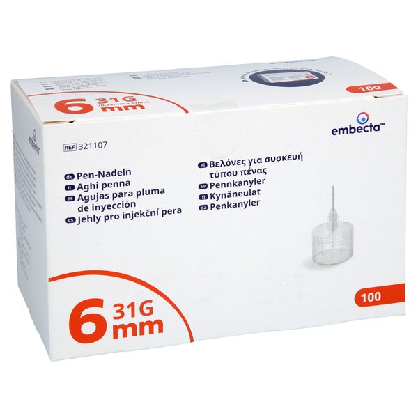 Embecta Thin Wall Pen-nadeln 31 G 0,25x6 Mm 100 St