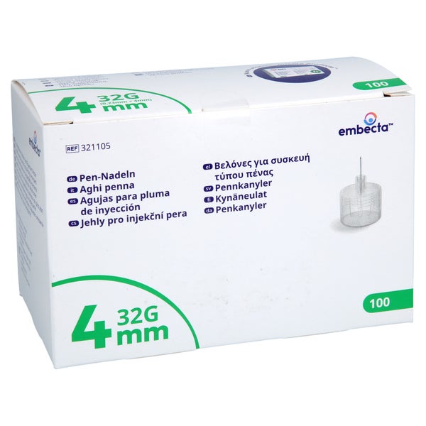 Embecta Thin Wall Pen-nadeln 32 G 0,23x4 Mm 100 St
