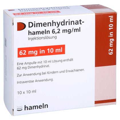 DIMENHYDRINAT-hameln 6,2 mg/ml Injektionslösung 10X10 ml kaufen mit E ...