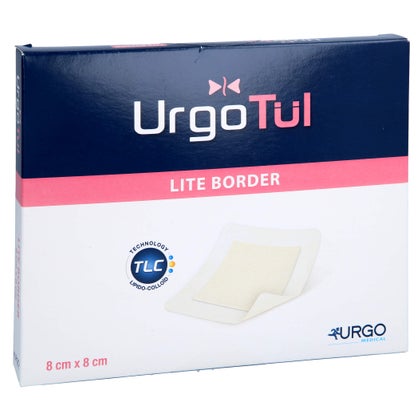 Urgotül Lite Border Verband 8x8 Cm - 10 Stück, Für Chronische Wunden, Hautfreundlich & Atmungsaktiv