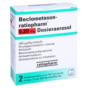 BECLOMETASON-ratiopharm 0,20mg Dosieraer.2x200 Hub 2 St