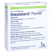 INSULATARD Penfill 100 I.E./ml Inj.-S.Zylinderamp. 10X3 ml