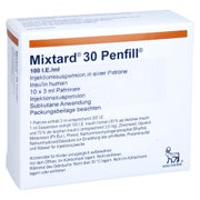MIXTARD 30 Penfill 100 I.E./ml Inj.-S.i.e.Patrone 10X3 ml