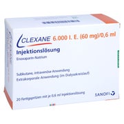 CLEXANE 6.000 I.E. 60mg/0,6ml Inj.-Lsg.i.e.F.-Sp. 20 St