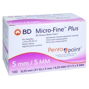 Bd Micro-fine Plus 5 Mm X 0.25 Mm (31g) 100 St
