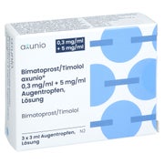 Bimatoprost/timolol Axunio 0,3mg/ml+5mg/ml Atr Lsg 3X3 ml