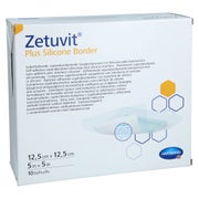Zetuvit Plus Silicone Border Steril 12,5x12,5 Cm 10 St